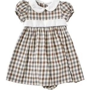 Edgehill Collection Plaid Peter Pan Collar Short Sleeve A-Line Dress